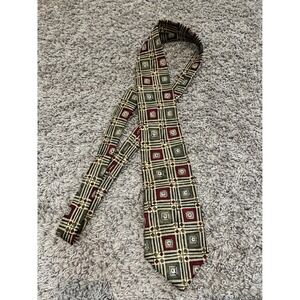 AXXA Mens 100% Silk Geometric Pattern Necktie Imported Made in USA